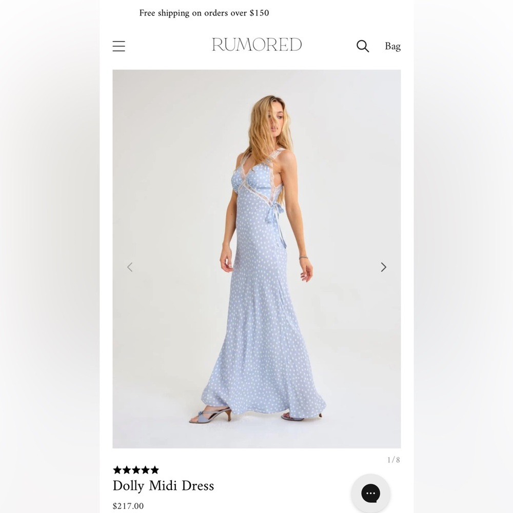 Rumored Light Blue Polka Dot Dress - Dolly dress. New with tags never worn